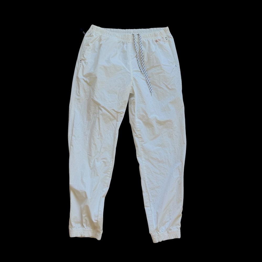 90'w Nautica White Cotton Jogger Pants Elastic Waist Drawstring Size M